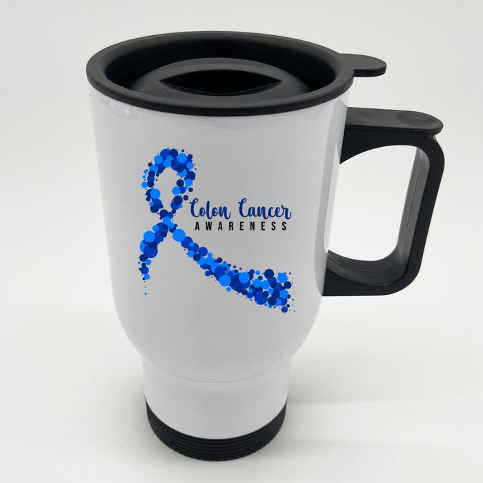 Colon Cancer Awareness Ribbon Front & Back Stainless Steel Travel Mug