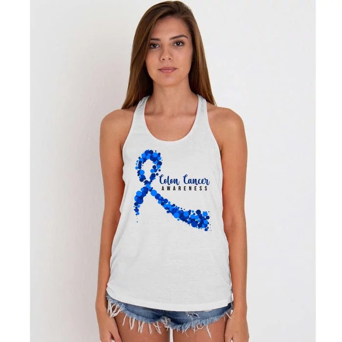 Colon Cancer Awareness Ribbon Women's Knotted Racerback Tank