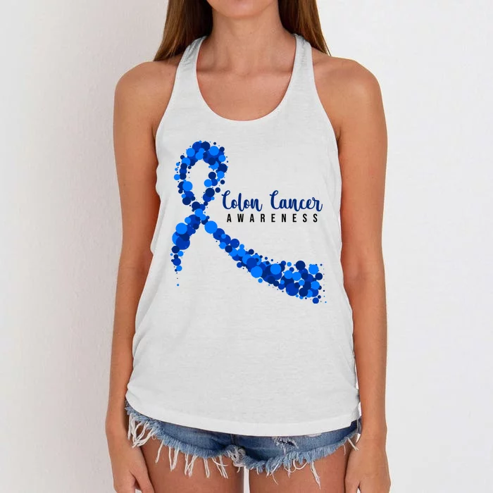 Colon Cancer Awareness Ribbon Women's Knotted Racerback Tank