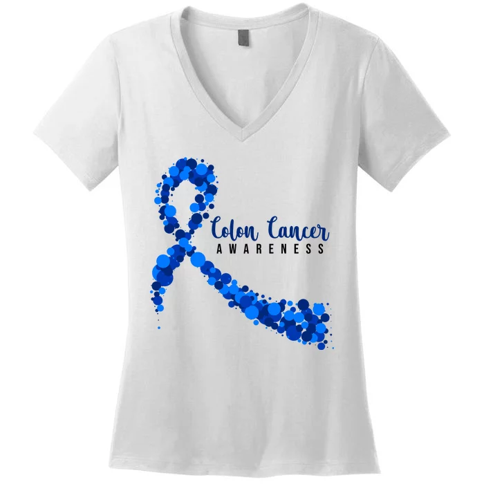 Colon Cancer Awareness Ribbon Women's V-Neck T-Shirt