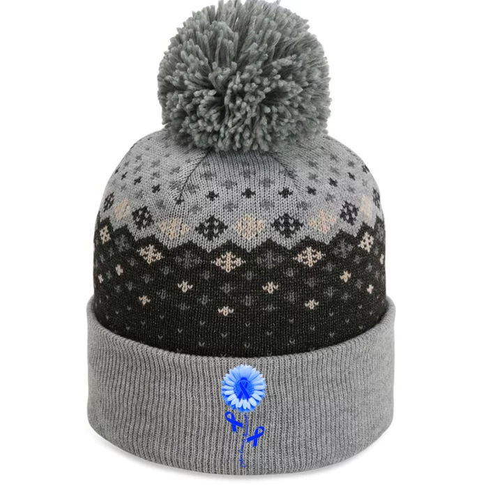 Colon Cancer Awareness Ribbon Flower The Baniff Cuffed Pom Beanie