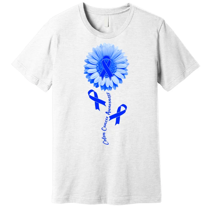 Colon Cancer Awareness Ribbon Flower Premium T-Shirt