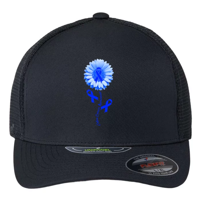 Colon Cancer Awareness Ribbon Flower Flexfit Unipanel Trucker Cap