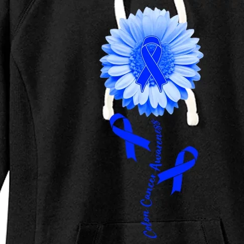 Colon Cancer Awareness Ribbon Flower Women's Fleece Hoodie