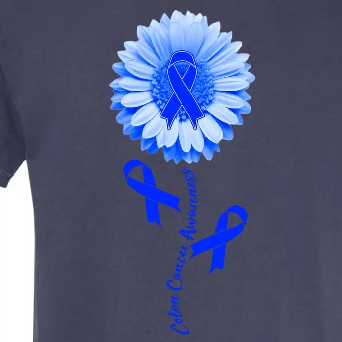 Colon Cancer Awareness Ribbon Flower Garment-Dyed Heavyweight T-Shirt