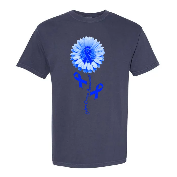 Colon Cancer Awareness Ribbon Flower Garment-Dyed Heavyweight T-Shirt