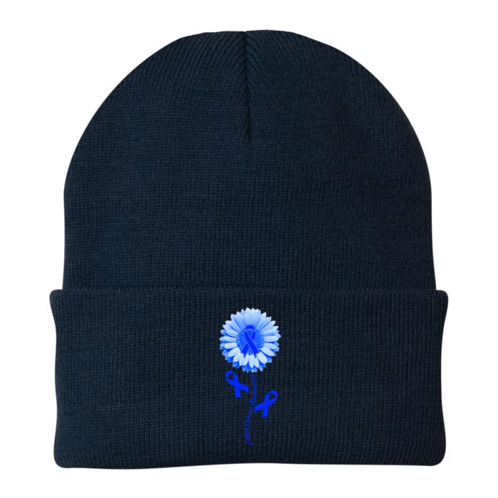 Colon Cancer Awareness Ribbon Flower Knit Cap Winter Beanie