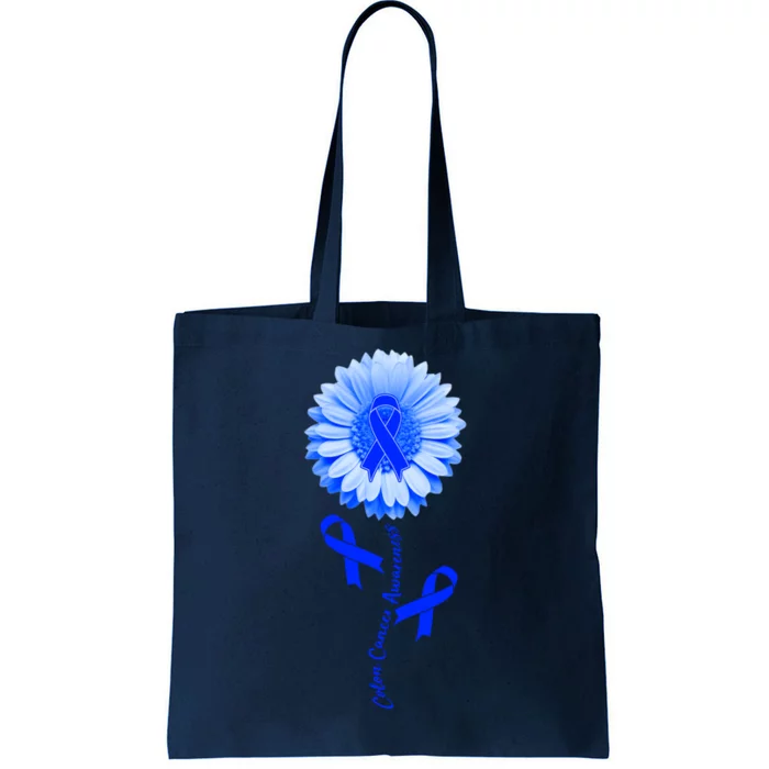 Colon Cancer Awareness Ribbon Flower Tote Bag