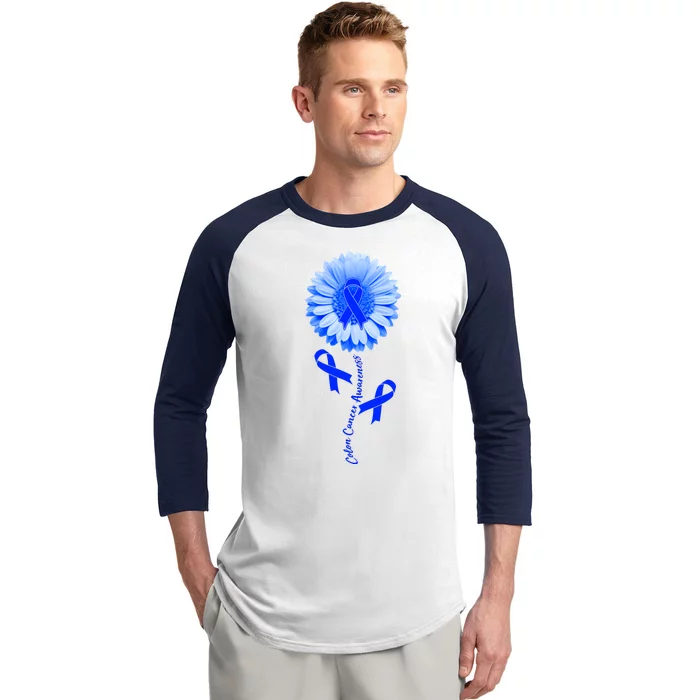 Colon Cancer Awareness Ribbon Flower Baseball Sleeve Shirt