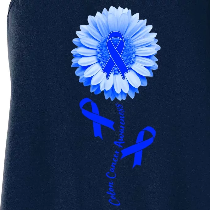 Colon Cancer Awareness Ribbon Flower Women's Racerback Tank