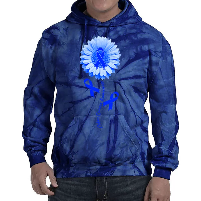 Colon Cancer Awareness Ribbon Flower Tie Dye Hoodie