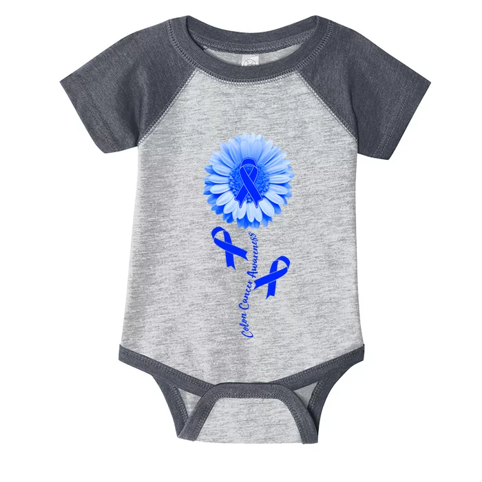 Colon Cancer Awareness Ribbon Flower Infant Baby Jersey Bodysuit