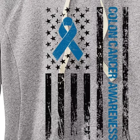 Colon Cancer Awareness Month Distressed Flag Women's Fleece Hoodie