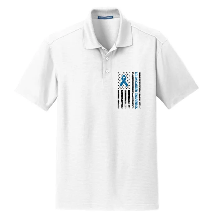 Colon Cancer Awareness Month Distressed Flag Dry Zone Grid Performance Polo