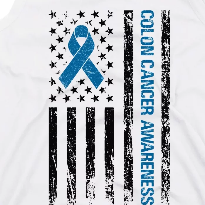 Colon Cancer Awareness Month Distressed Flag Tank Top