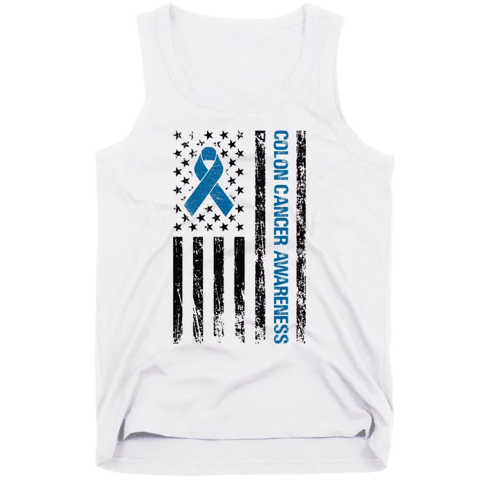 Colon Cancer Awareness Month Distressed Flag Tank Top