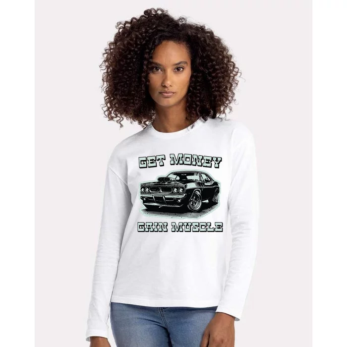 Classic Car American Muscle Cars Garage Grease Gears Lover Womens Cotton Relaxed Long Sleeve T-Shirt