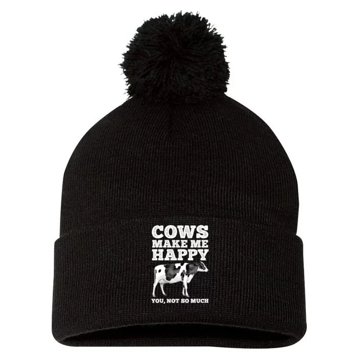 Cool Cow Art For Men Women Cow Farmer Dairy Cows Farm Animal Pom Pom 12in Knit Beanie