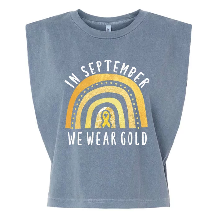 Childhood Cancer Awareness Rainbow In September We Wear Gold Garment-Dyed Women's Muscle Tee