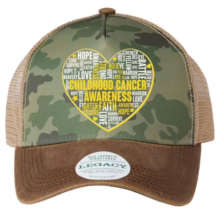 Childhood Cancer Awareness Word Text Art Heart Legacy Tie Dye Trucker Hat