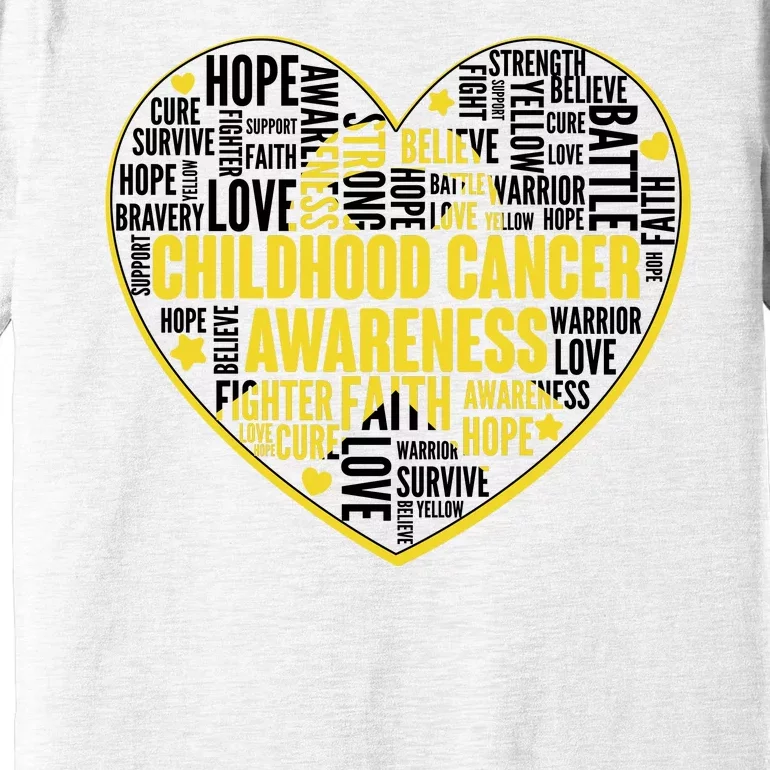 Childhood Cancer Awareness Word Text Art Heart Premium T-Shirt