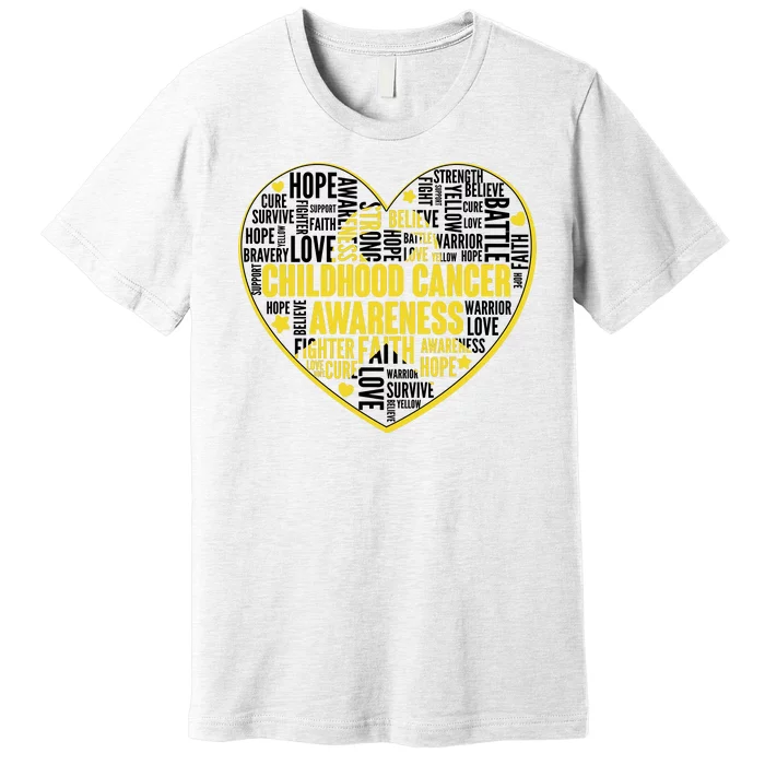 Childhood Cancer Awareness Word Text Art Heart Premium T-Shirt