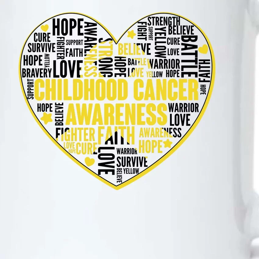 Childhood Cancer Awareness Word Text Art Heart Black Color Changing Mug