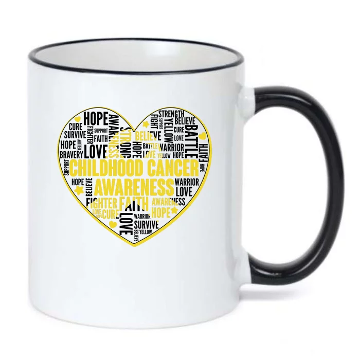 Childhood Cancer Awareness Word Text Art Heart Black Color Changing Mug