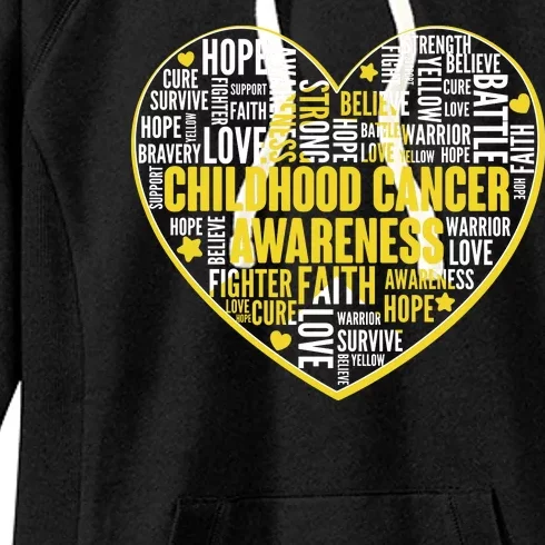 Childhood Cancer Awareness Word Text Art Heart Women's Fleece Hoodie