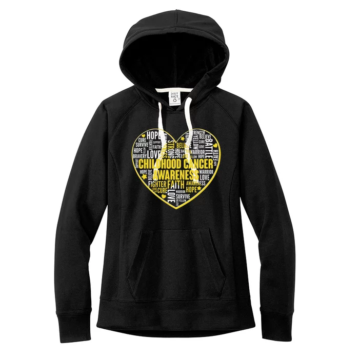 Childhood Cancer Awareness Word Text Art Heart Women's Fleece Hoodie