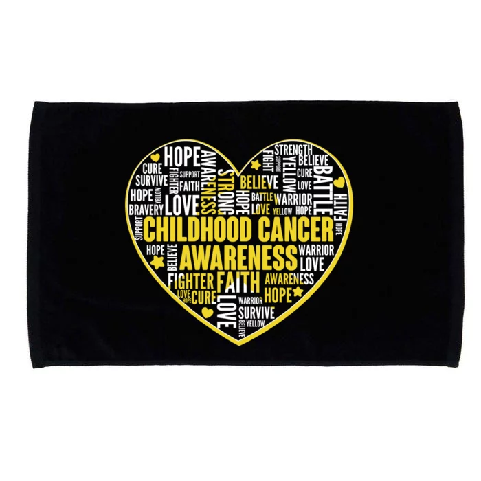 Childhood Cancer Awareness Word Text Art Heart Microfiber Hand Towel