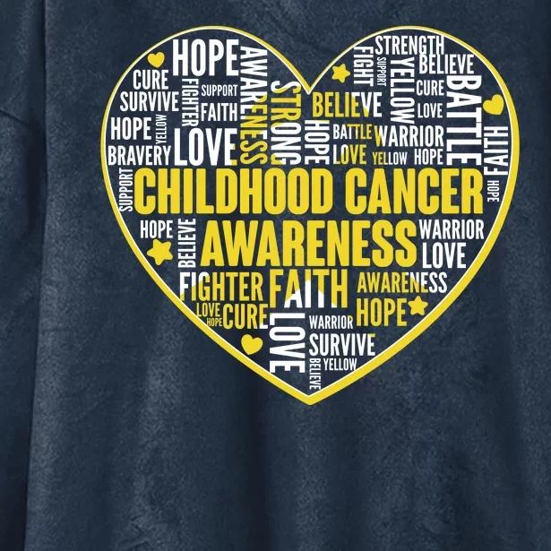 Childhood Cancer Awareness Word Text Art Heart Hooded Wearable Blanket