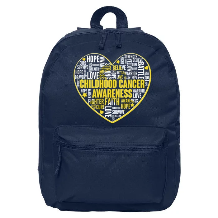 Childhood Cancer Awareness Word Text Art Heart 16 in Basic Backpack