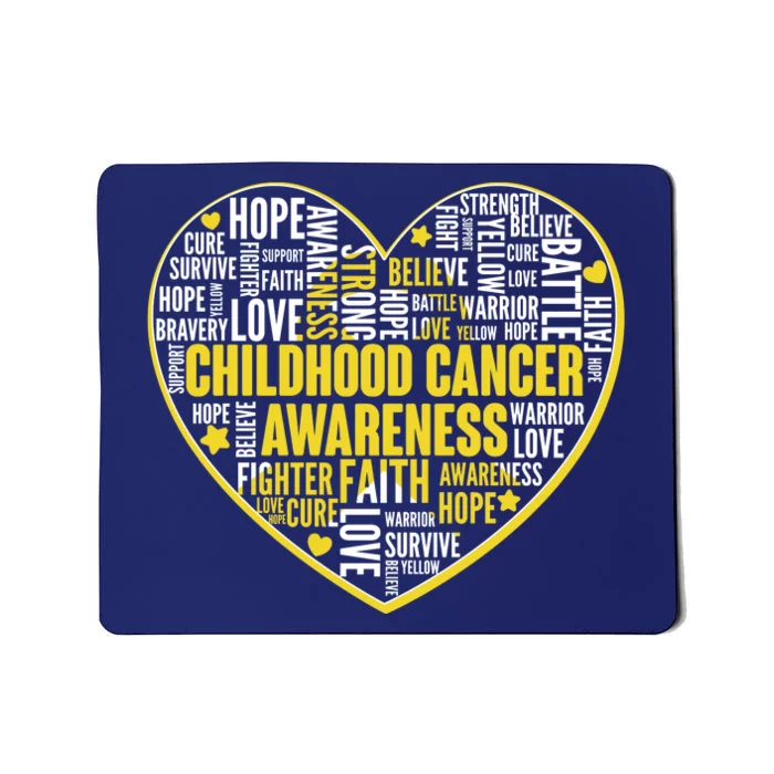 Childhood Cancer Awareness Word Text Art Heart Mousepad