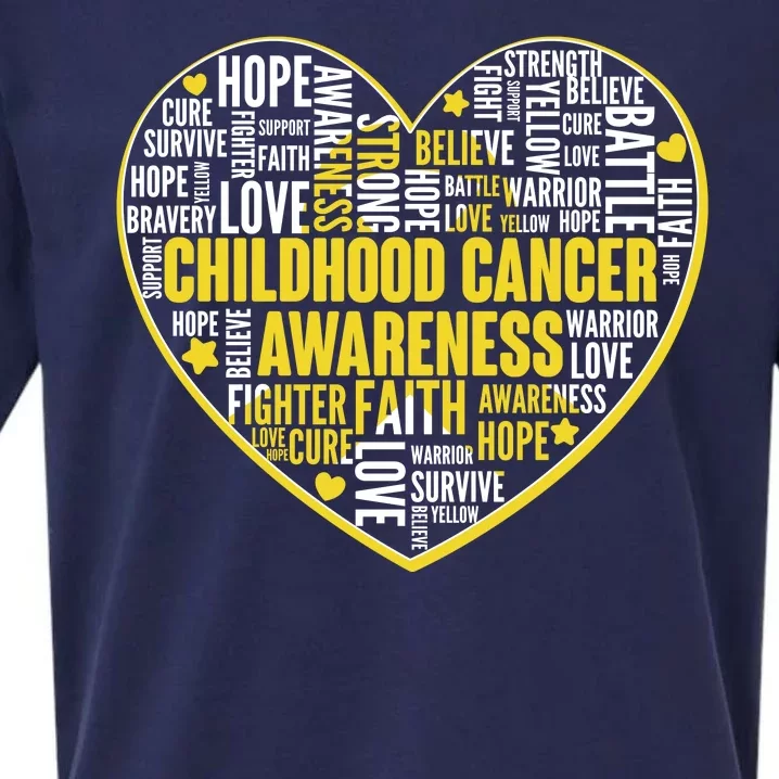 Childhood Cancer Awareness Word Text Art Heart Sueded Cloud Jersey T-Shirt