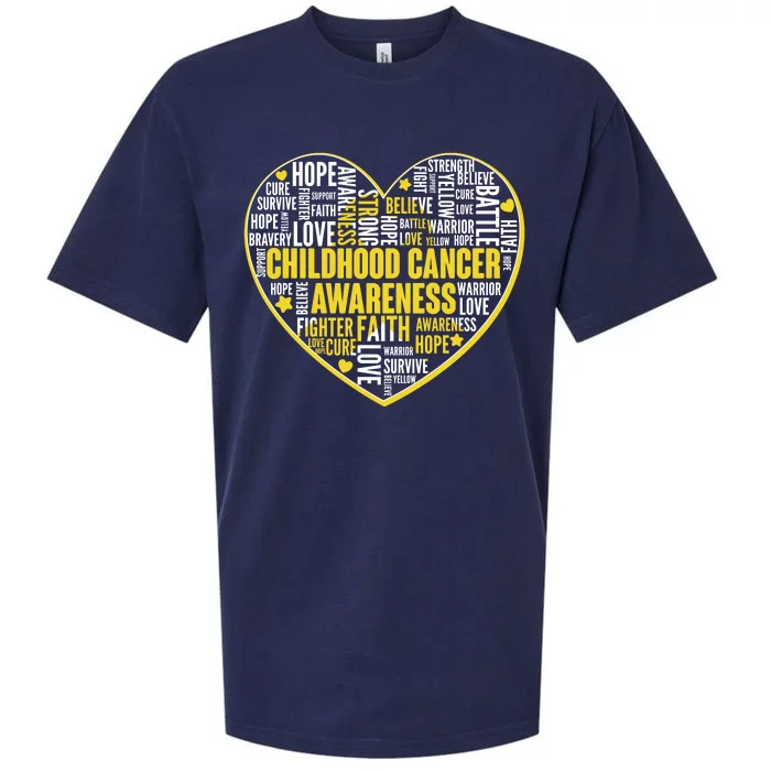 Childhood Cancer Awareness Word Text Art Heart Sueded Cloud Jersey T-Shirt