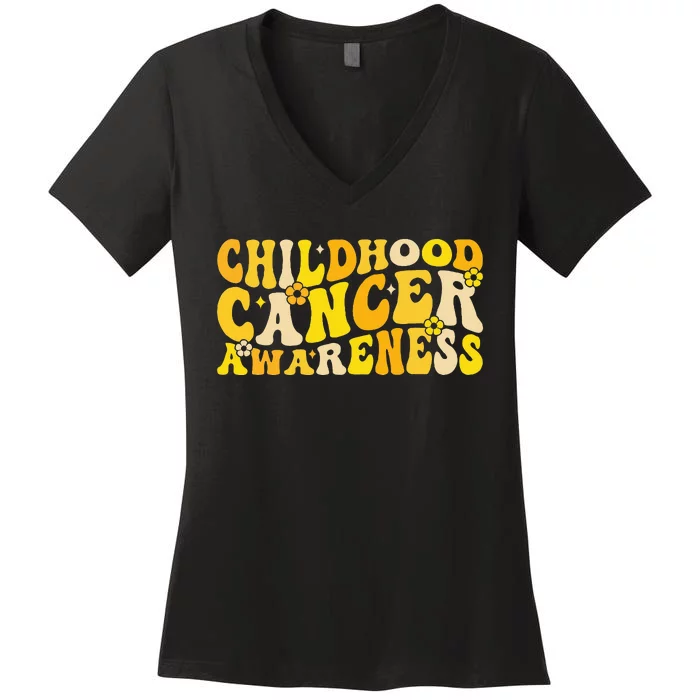 Childhood Cancer Awareness Rainbow Awareness Women's V-Neck T-Shirt