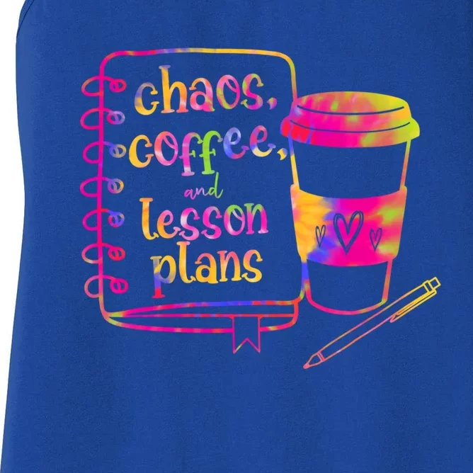 Chaos Coffee And Lesson Plans Teacher Day Gift Women's Racerback Tank