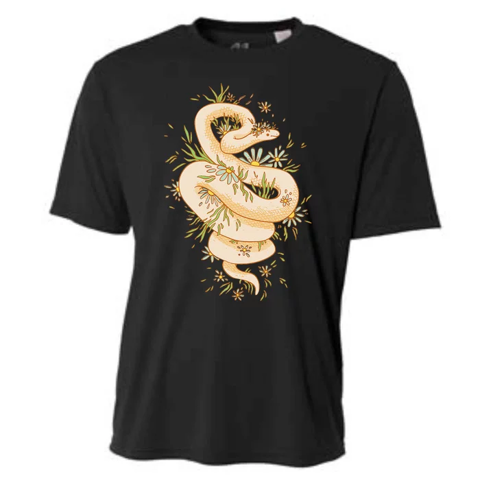 Cute Cottagecore Aesthetic Snake Floral Cooling Performance Crew T-Shirt