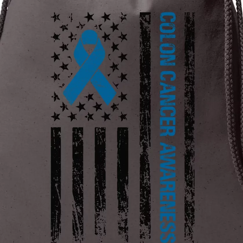 Colon Cancer Awareness Month Distressed Flag Drawstring Bag