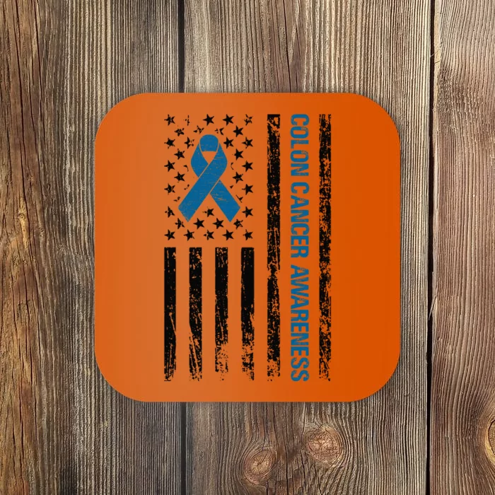 Colon Cancer Awareness Month Distressed Flag Coaster