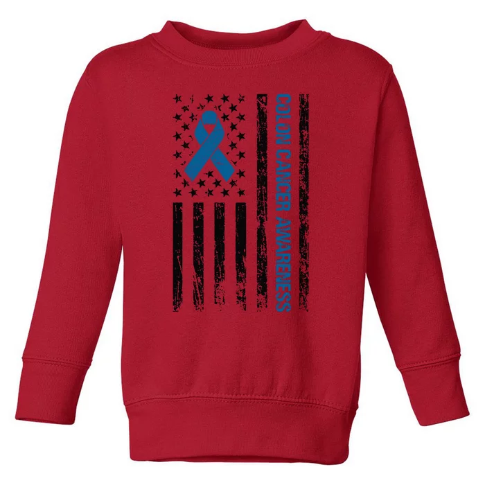 Colon Cancer Awareness Month Distressed Flag Toddler Sweatshirt