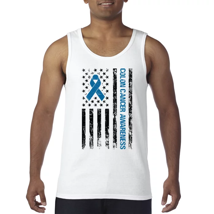 Colon Cancer Awareness Month Distressed Flag Tank Top