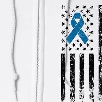 Colon Cancer Awareness Month Distressed Flag Full Zip Hoodie