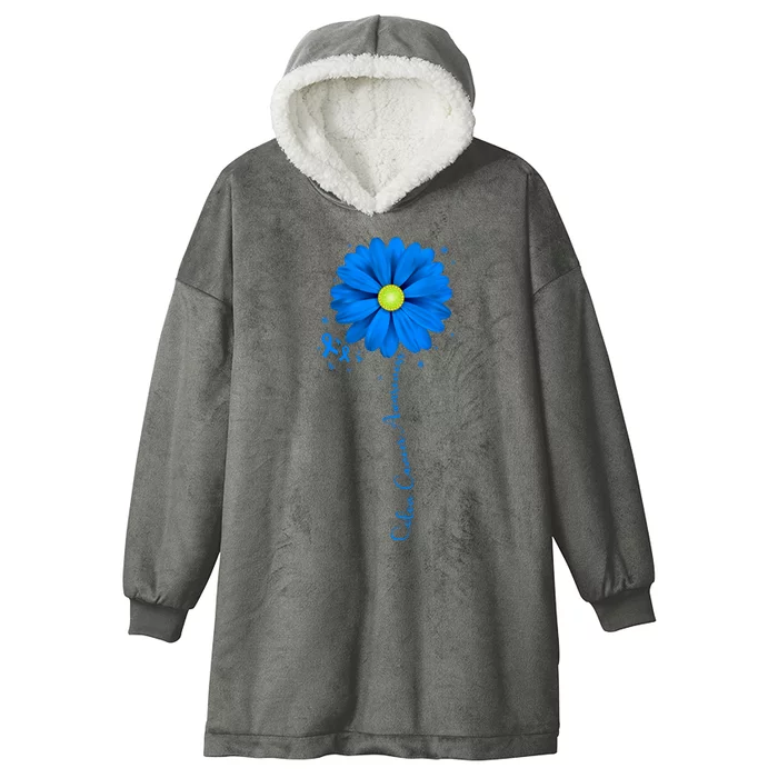 Colon Cancer Awareness Ribbon Daisy Hooded Wearable Blanket