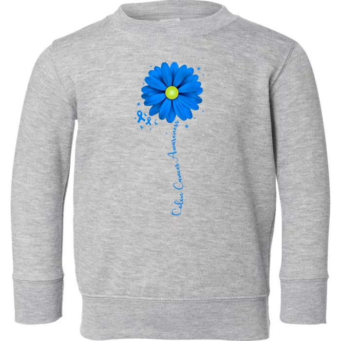 Colon Cancer Awareness Ribbon Daisy Toddler Sweatshirt