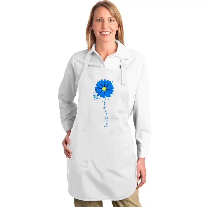 Colon Cancer Awareness Ribbon Daisy Full-Length Apron With Pocket