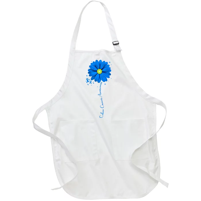 Colon Cancer Awareness Ribbon Daisy Full-Length Apron With Pocket