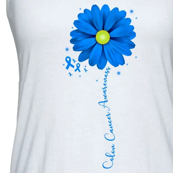 Colon Cancer Awareness Ribbon Daisy Ladies Essential Flowy Tank