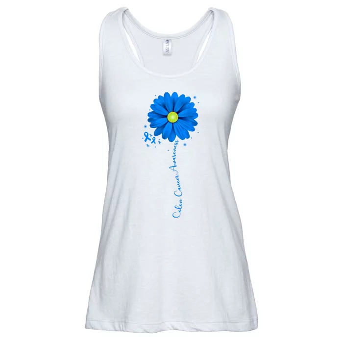 Colon Cancer Awareness Ribbon Daisy Ladies Essential Flowy Tank